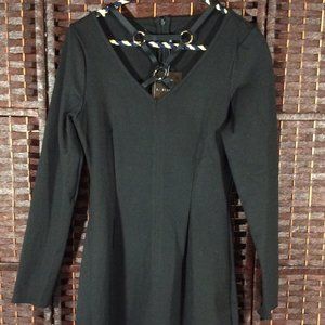 Size Medium - Ladies Black Bodycon Dress w/ Harness Neck Detail